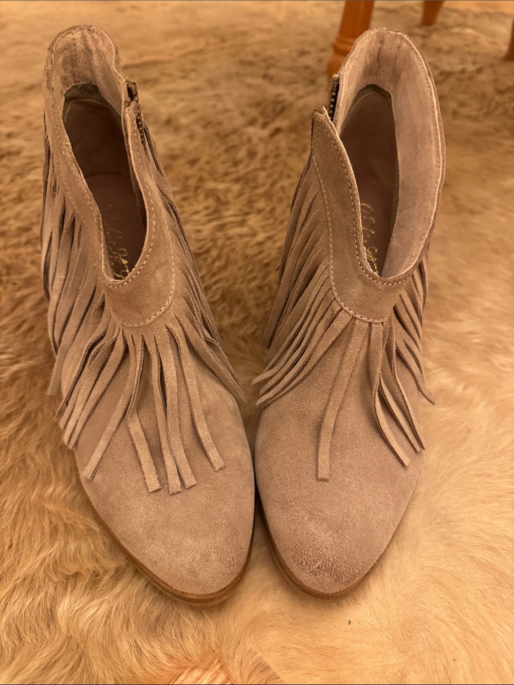 Ariat Taupe Suede Fringe Ankle Booties 7 1/2